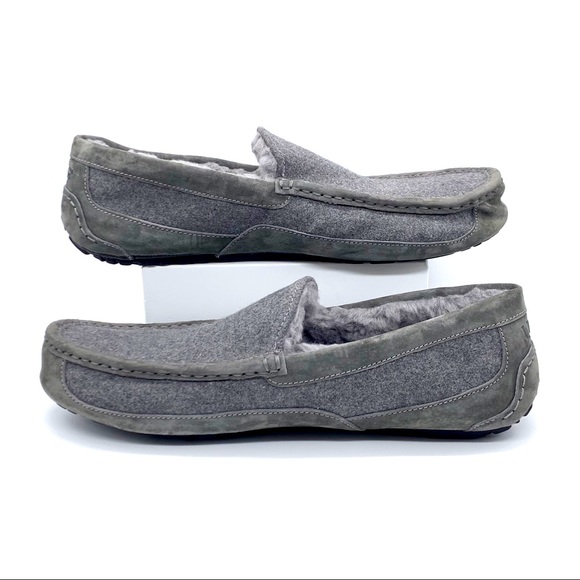 Ugg Australia Men’s Ascot Metal Gray Wool Slipper - Picture 1 of 9
